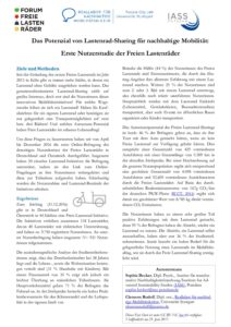 Das Potenzial von Lastenrad-Sharing für nachhaltige Mobilität: Erste Nutzerstudie der Freien Lastenräder